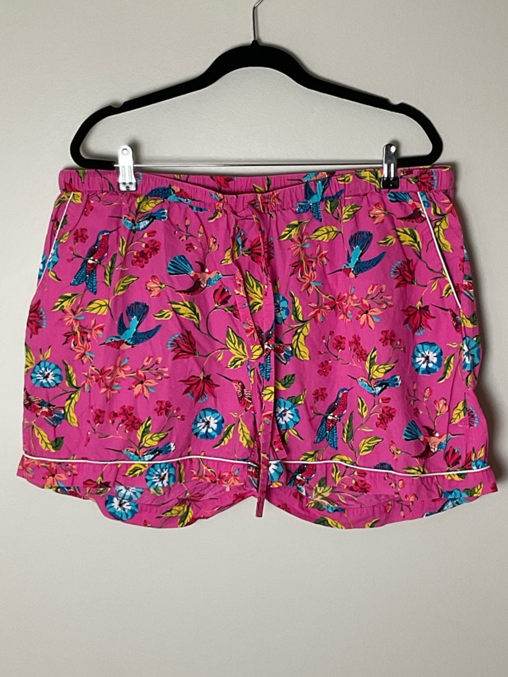 Printfresh Hot Pink Floral Bird Short Pajama Set 1X - Picture 6 of 8